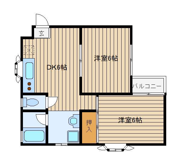 関根橋コーポラス(2DK/3階)の間取り写真