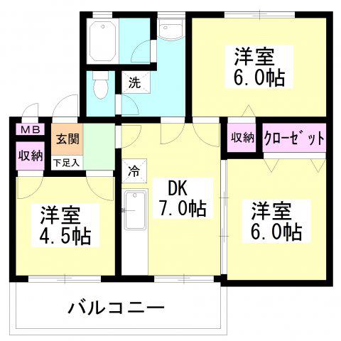第2仲村マンション(3DK/1階)の間取り写真
