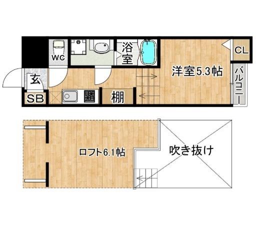 カームネスKIKI(1SK/1階)の間取り写真