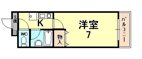 オプティー岡本山手(1K/3階)の間取り写真