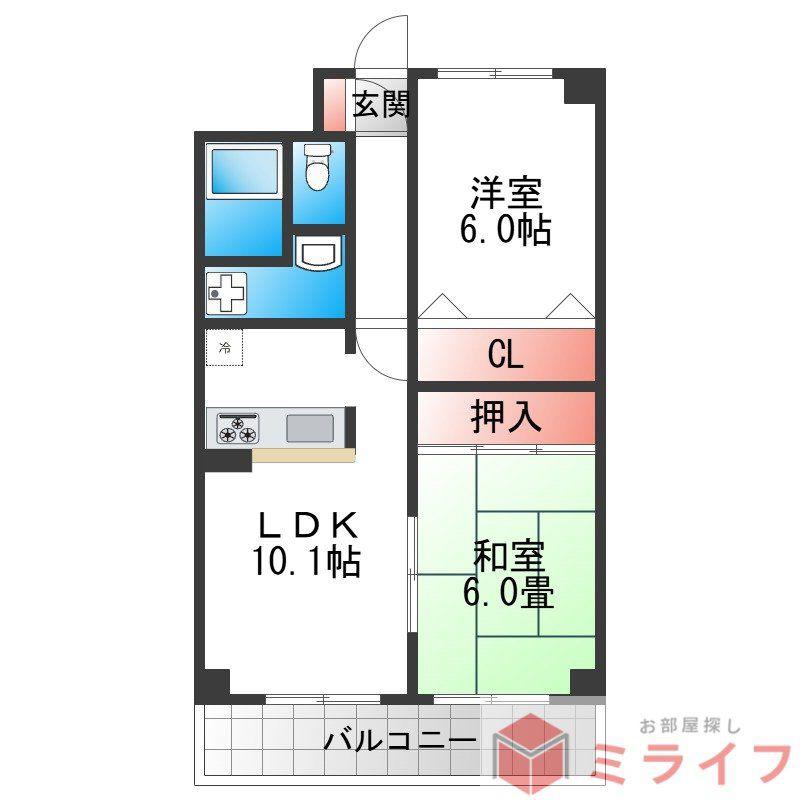カサルシェロ(2LDK/5階)の間取り写真
