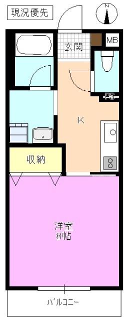 千歳橋ビル(1K/6階)の間取り写真