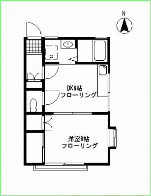 峯岸ハイツB棟(1DK/2階)の間取り写真