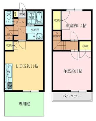 ディアコート・ソシア(2LDK/1階)の間取り写真