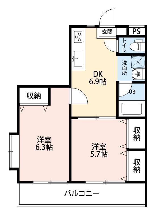 第7島田マンション(2DK/3階)の間取り写真