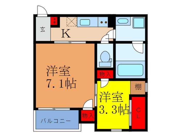 STEADY下新庄(2K/2階)の間取り写真