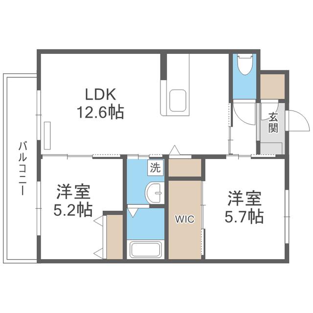 SUN PEARL HILLS(2LDK/2階)の間取り写真