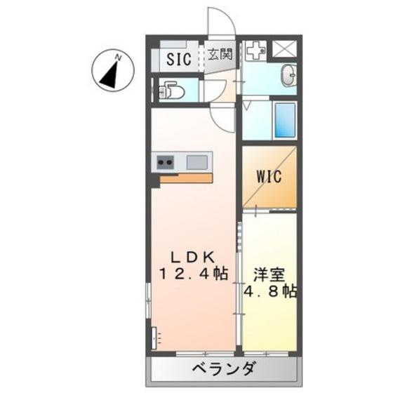 メルヴェーユ川内(1LDK/3階)の間取り写真