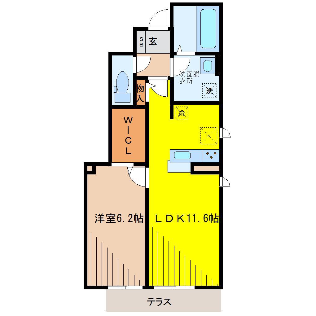 フェリシテドゥー(1LDK/1階)の間取り写真