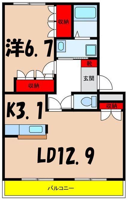 ETRE HEUREUX II(1LDK/2階)の間取り写真
