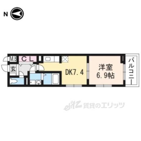 シャルマン東寺南Ⅲ(1DK/3階)の間取り写真