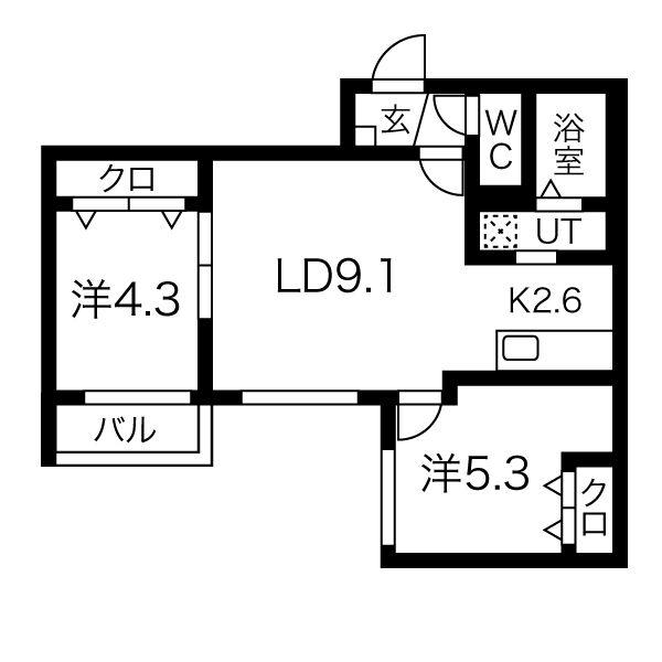 ヴィラNK1(2LDK/2階)の間取り写真