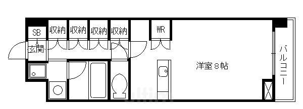ベラジオ五条堀川(ワンルーム/12階)の間取り写真
