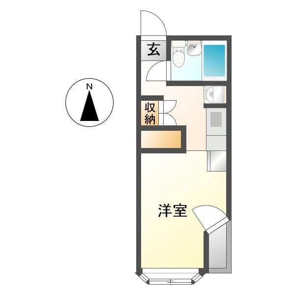 ハイツ本郷B(ワンルーム/2階)の間取り写真