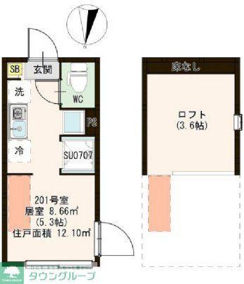 アルブル小岩(ワンルーム/2階)の間取り写真