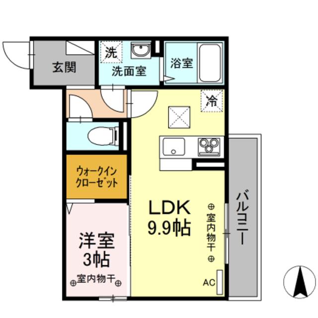 ナゴミエル/エミアス ナゴミエル(1LDK/1階)の間取り写真