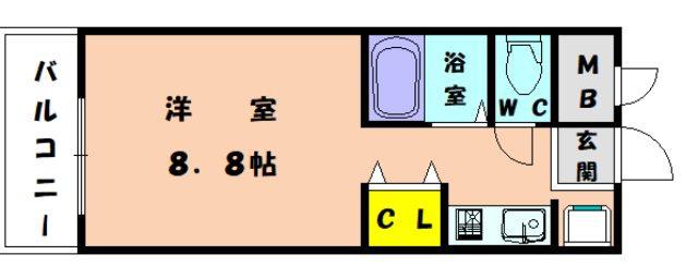 シャンボール和白(ワンルーム/2階)の間取り写真