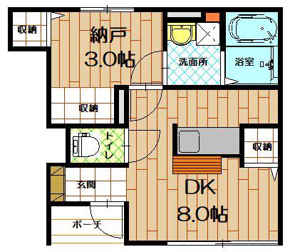 SORA境町(1LDK/1階)の間取り写真