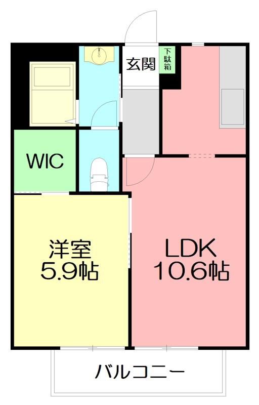 BELLE FLEUVE(1LDK/2階)の間取り写真