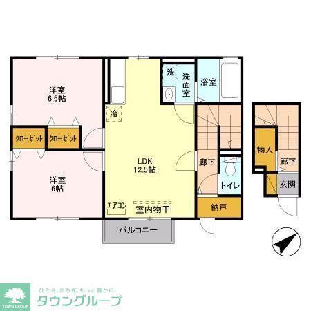 ヴィアノIII(2LDK/2階)の間取り写真