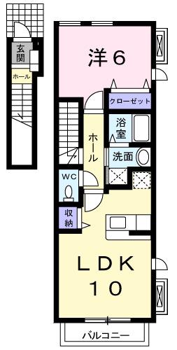 シュティル・ブリーゼII(1LDK/2階)の間取り写真