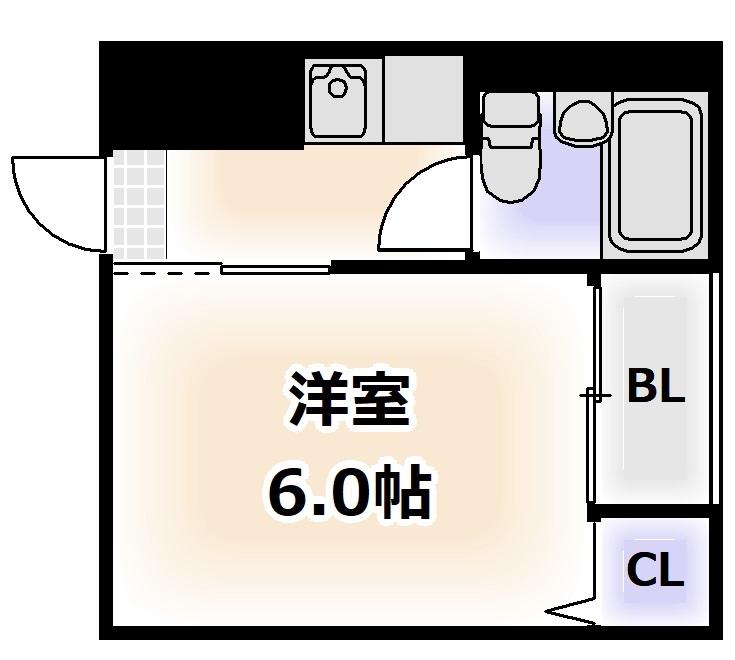 グランドムール北田辺(1K/4階)の間取り写真