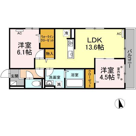 ソレイユ(2LDK/3階)の間取り写真