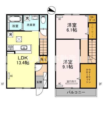 ルミエール北河堀(2LDK/1階)の間取り写真