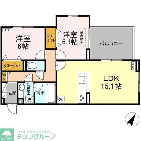 フェリーチェ(2LDK/2階)の間取り写真