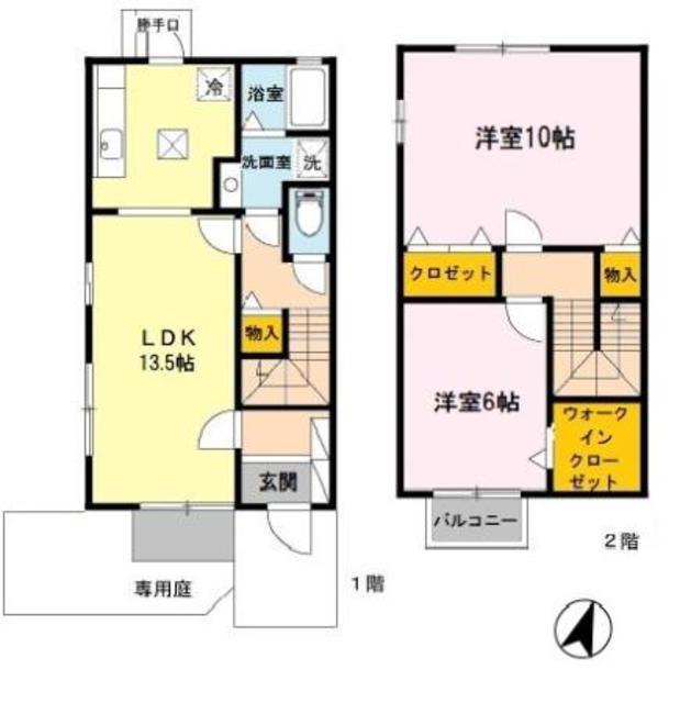 セジュール紀ノ川(2LDK/1階)の間取り写真