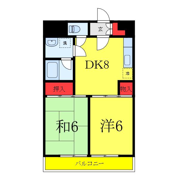 ハイツ・オーエド(2DK/3階)の間取り写真