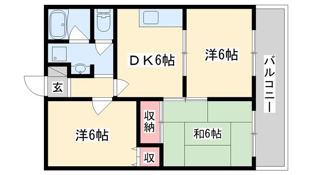 スマイル伊保I棟(3DK/1階)の間取り写真