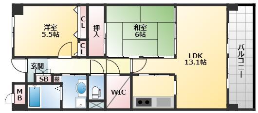 エクセレント(2LDK/2階)の間取り写真