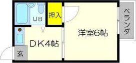 時山クリーンハイツ淡路(1DK/2階)の間取り写真