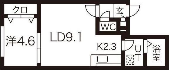 フェリスファミリア クアトロ(1LDK/1階)の間取り写真