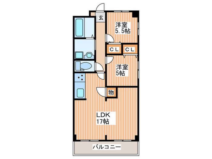 ユニ諸口(2LDK/4階)の間取り写真