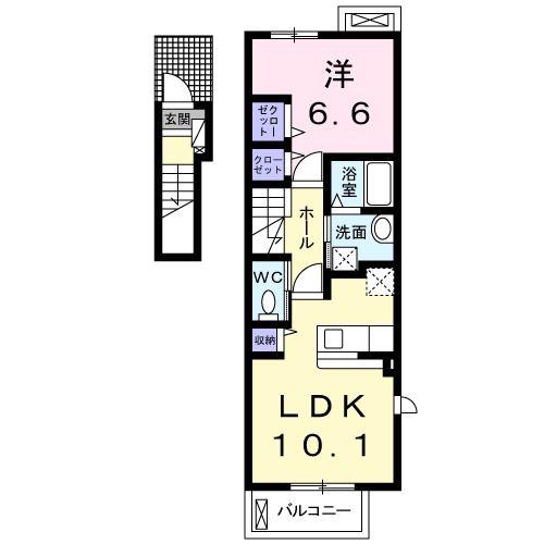 ヒナタサク(1LDK/2階)の間取り写真