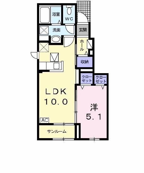 フェリス サラ(1LDK/1階)の間取り写真