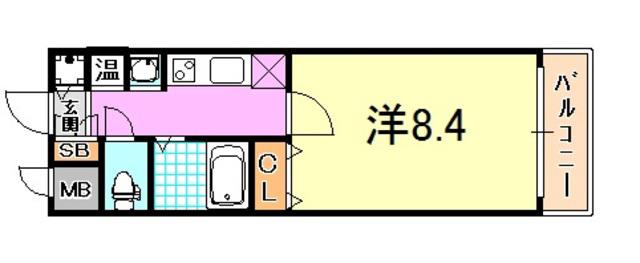 レオンコンフォート神戸西(1K/9階)の間取り写真