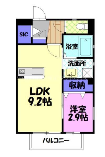 ロワゾ・ブランシュⅠ(1SK/1階)の間取り写真