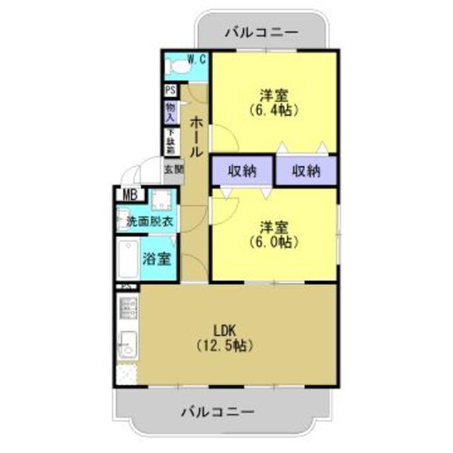 ユーミーオモテI(2LDK/1階)の間取り写真
