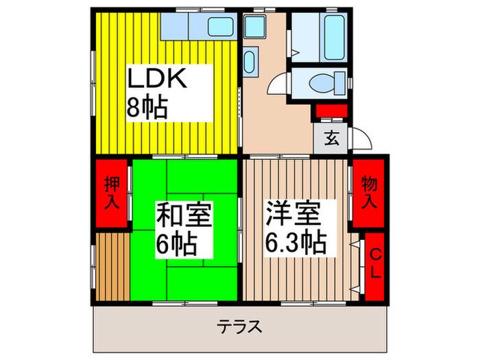 レジデンス星野2(2LDK/1階)の間取り写真