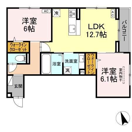 フォルテーヌ・イイクラII(2LDK/2階)の間取り写真