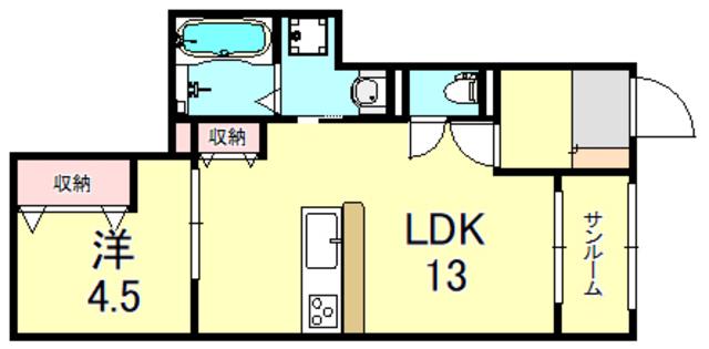 ラ・メール(1LDK/1階)の間取り写真
