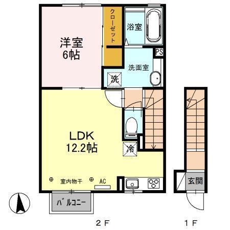 FRONTIER(1LDK/2階)の間取り写真