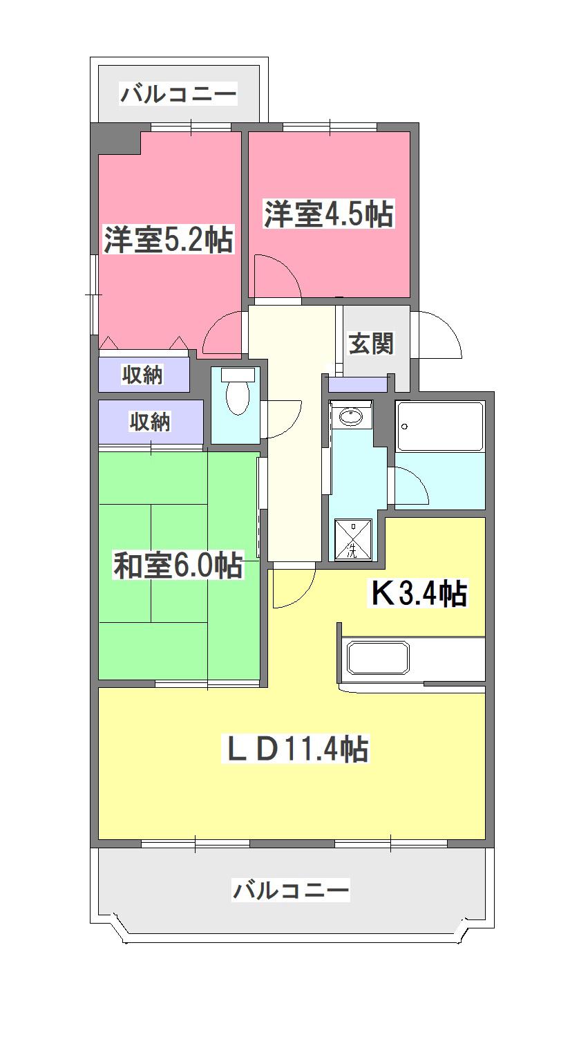 新座四季タウンC(3LDK/2階)の間取り写真