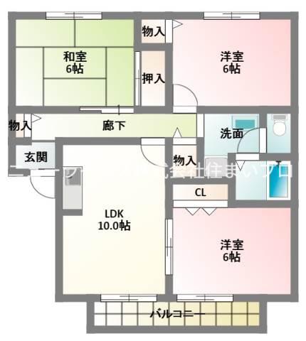 ハイカムールⅠ(3LDK/1階)の間取り写真