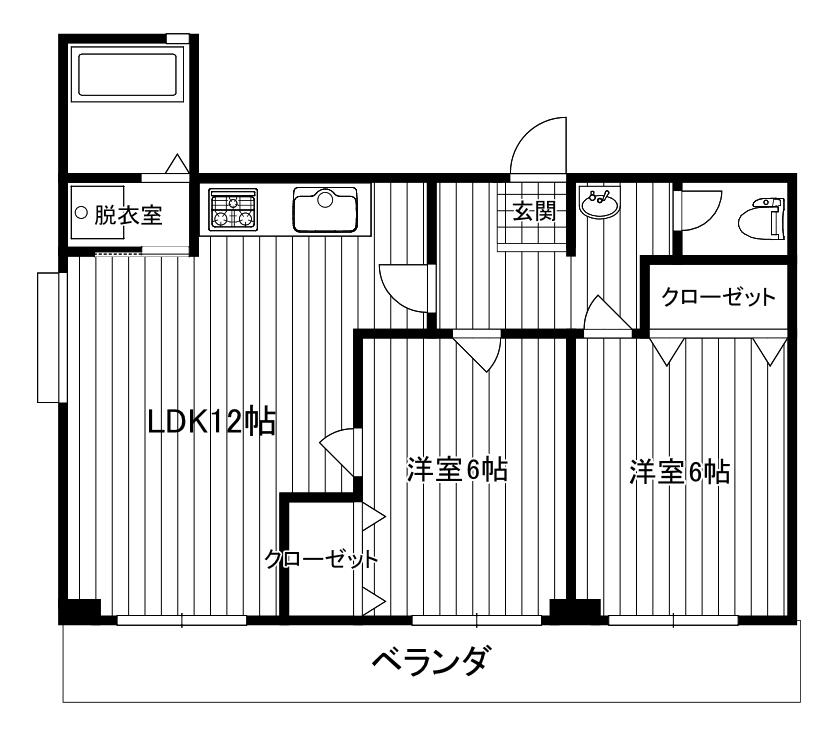 中村ビル(2LDK/2階)の間取り写真
