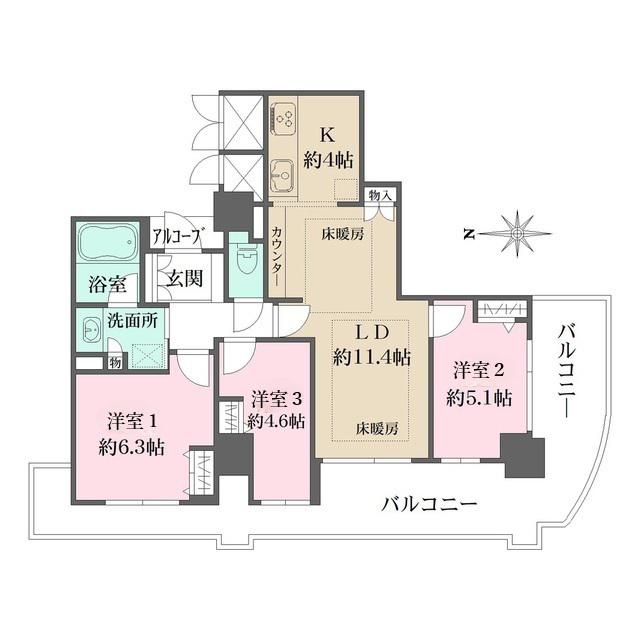 ローレルスクエア都島プライムタワー(3LDK/31階)の間取り写真