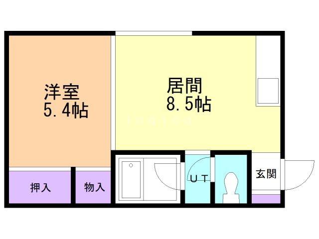 コーポおおとり5号館(1DK/2階)の間取り写真